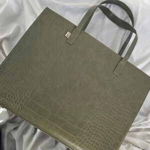 Beis Large Work Tote in Green Croc